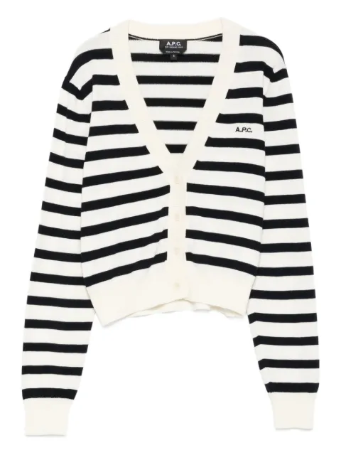 A.P.C. Gaëlle striped button cardigan White COGDKF22312