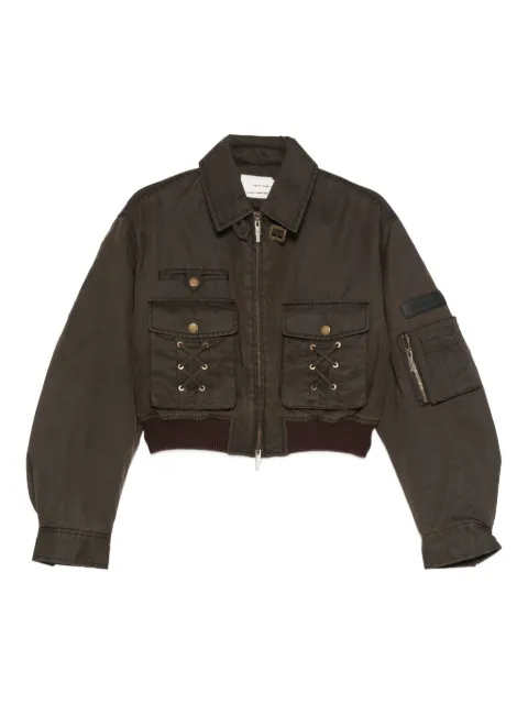 Feng Chen Wang lace-up pocket jacket Brown FWF20JK08GDB