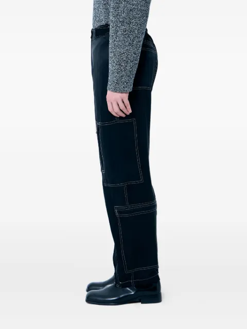 NÒMARYTHM TEXTILE T.D. satin topstitched trousers Black N38PT07BLACKWHITESTITCH