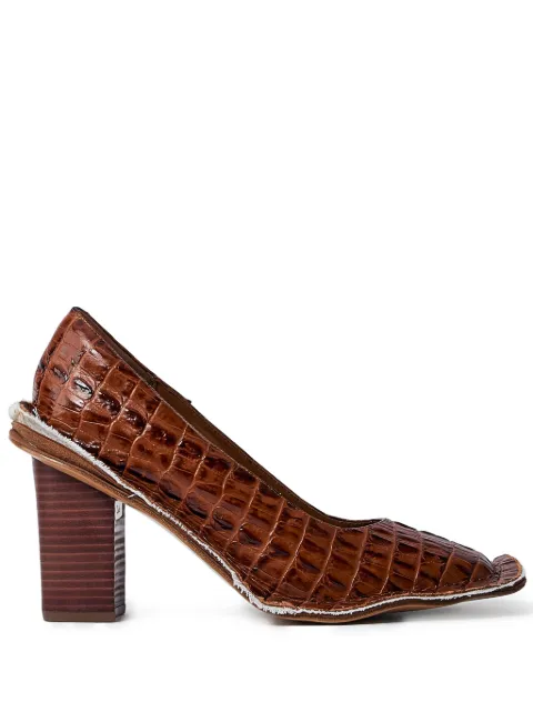 Martine Rose 65mm crocodile-embossed block-heel pumps Brown 26183328