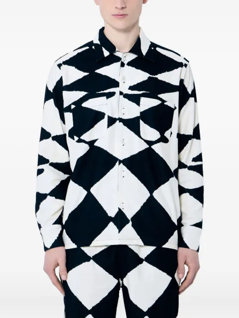 NÒMARYTHM TEXTILE diamond-pattern shirt White N38SH01DDIAMONDOFLOVEBLACK