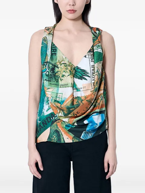 Kiko Kostadinov printed draped silk blouse Multicolour KKWSS25TP0241