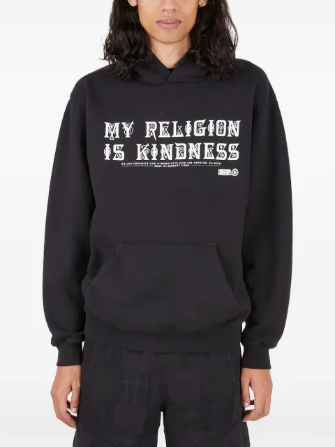 HYMNE graphic-print kangaroo-pocket hoodie Black HYMNEXONLINECERAMICSKINDNESSHOODIEBLACK