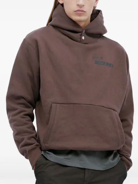 ICE & TECHNO logo print hoodie Brown IT23AWSW01
