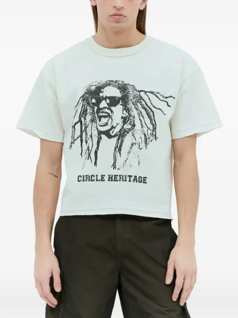 CIRCLE HERITAGE graphic-print raw-edge T-shirt White 23020409WHITE