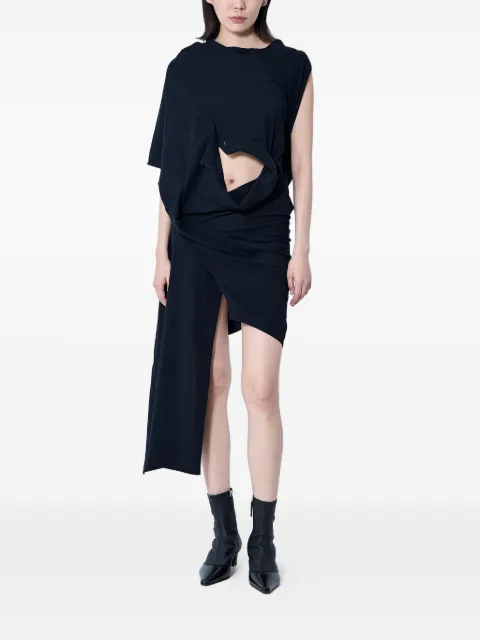Sia Arnika draped asymmetrical mini dress Black SS25DR10