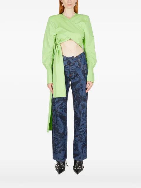 Ninamounah V-neck tie top Green S03