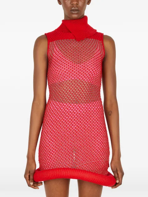 LOUISE LYNGH BJERREGAARD Tennis In September high-neck ribbed mini dress Red 0105LLB