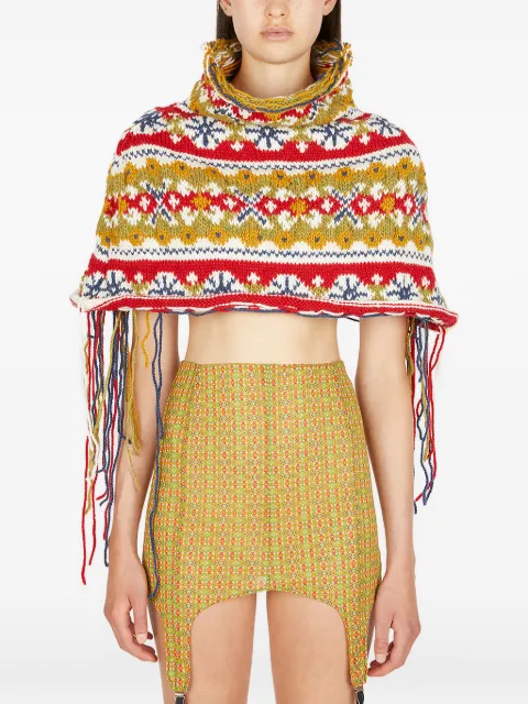 LOUISE LYNGH BJERREGAARD intarsia high-neck kint top Red 0133LLB
