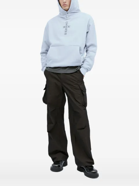 ICE & TECHNO cross-print snap-fastening hoodie Blue IT23AWSW02