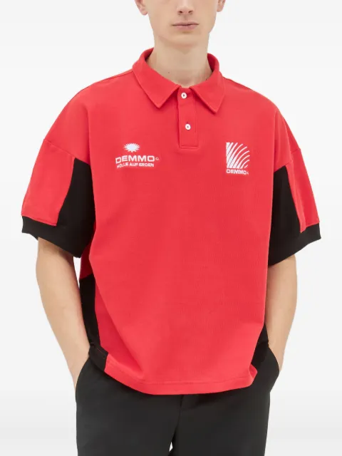DEMON panelled cotton polo shirt Red DEMMO008POLOREDWITHEMB