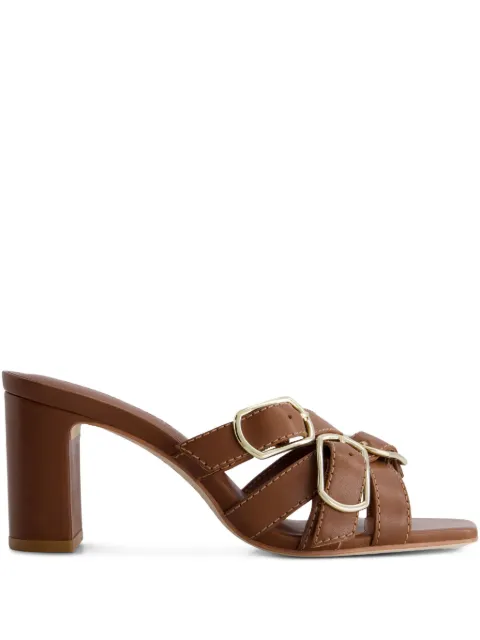 Bernardo Bernardo 1946 80mm Bea double-buckle slide sandals Brown BEA