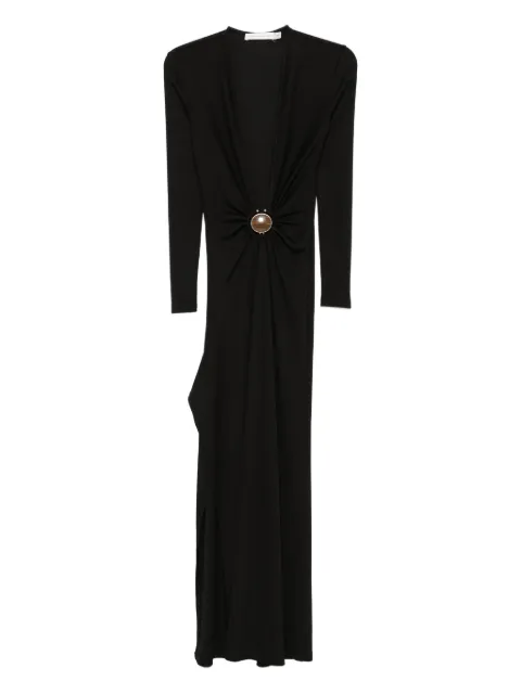 Christopher Esber stone-embellished long-sleeve maxi dress Black 25033772