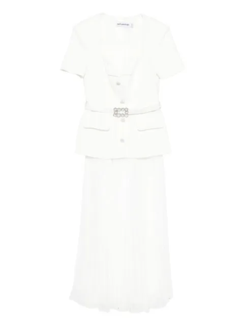 Self-Portrait v-neck midi dress White AW25207MW