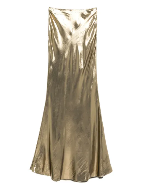 Self-Portrait metallic-effect maxi skirt Gold SC25010XSKGD