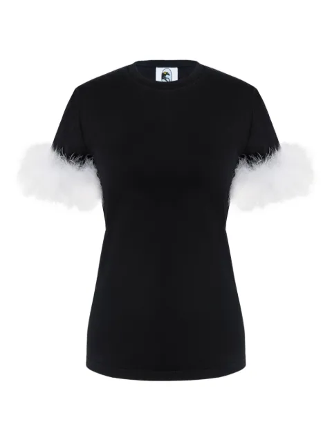 Sleeper feather-embellished T-shirt Black SLTS08P002F