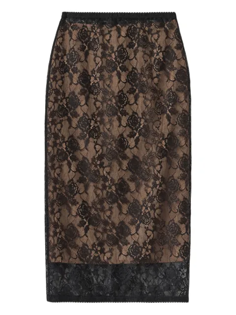 Self-Portrait floral lace midi skirt Black SC25003MSKB