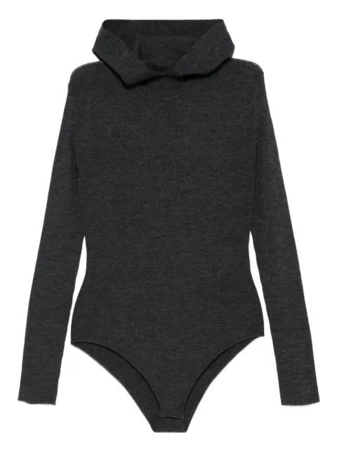P.A.R.O.S.H. hooded ribbed bodysuit Grey LEILA25D500713