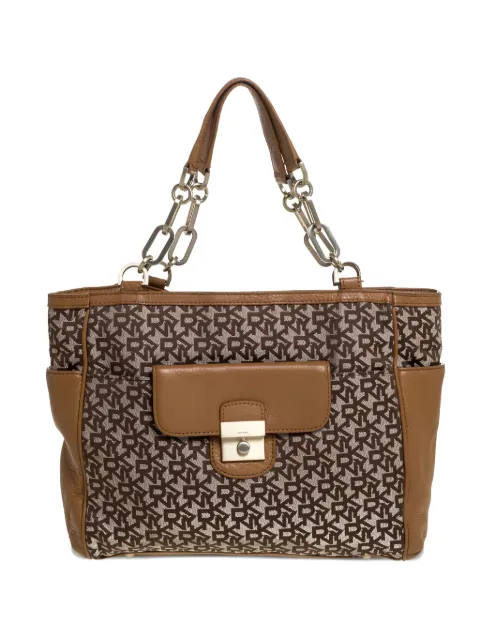 DKNY Vintage monogram leather tote bag Brown 325819