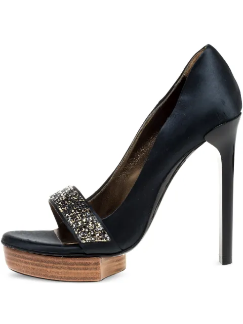 Lanvin Pre-Owned 125mm crystal-embellishment heeled pumps Green 357900