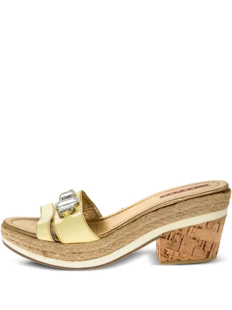 Prada Pre-Owned patent leather crystal slides Gold 318089