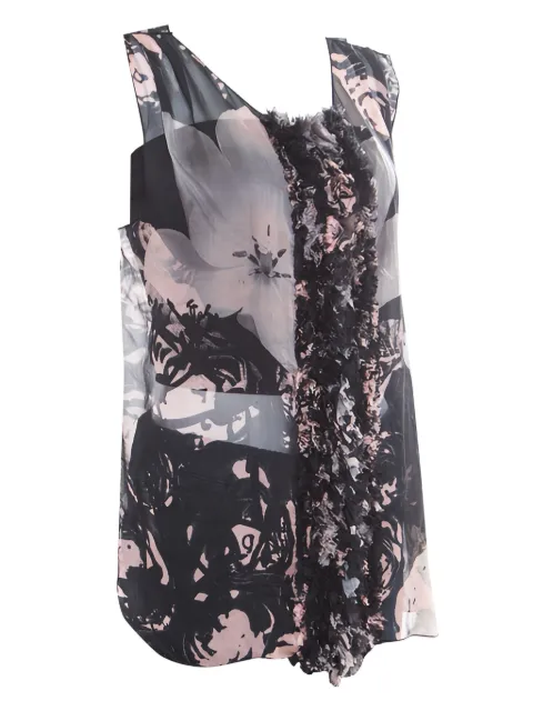 Dolce & Gabbana Pre-Owned floral-appliqué silk top Black 171508