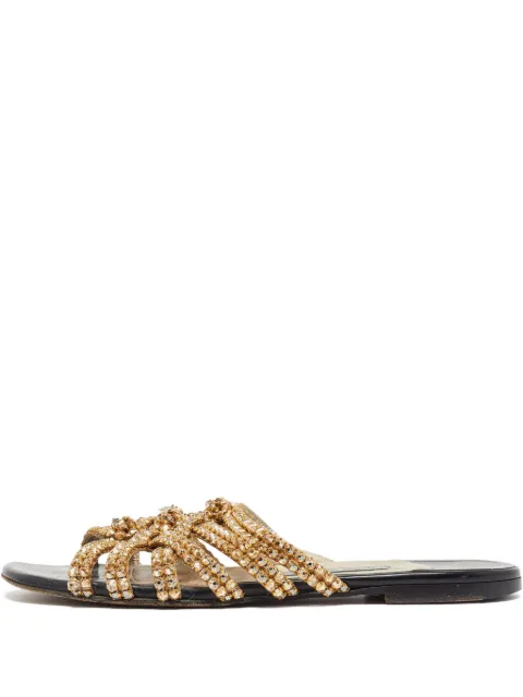 Gina Pre-owned beaded strappy sandals Gold 967567