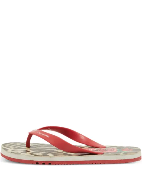 Dolce & Gabbana Pre-Owned leopard-print flip flops Red 919785
