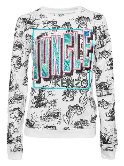 Kenzo Pre-Owned jungle-print long-sleeve sweatshirt White 960378
