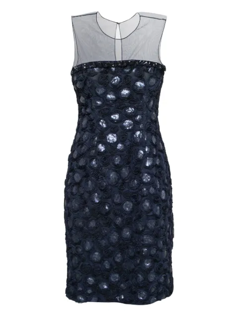 Alaïa Pre-Owned rose-appliqué semi-sheer dress Blue 212537