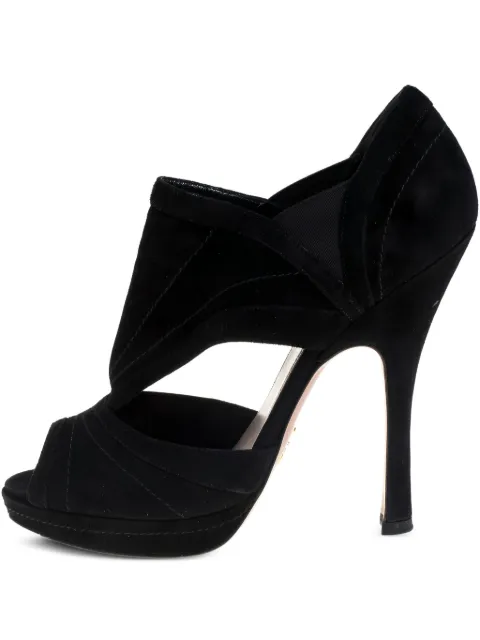 Prada Pre-Owned suede cut-out platform booties Black 396424