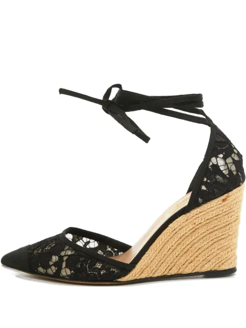 Valentino Garavani Pre-Owned lace mesh wedge pumps Black 917957