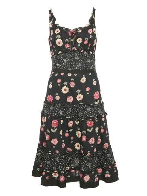 Moschino Pre-Owned floral-print tiered midi dress Blue 1110653