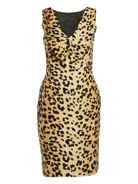 Moschino Pre-Owned animal-print V-neck dress Neutrals 1107753