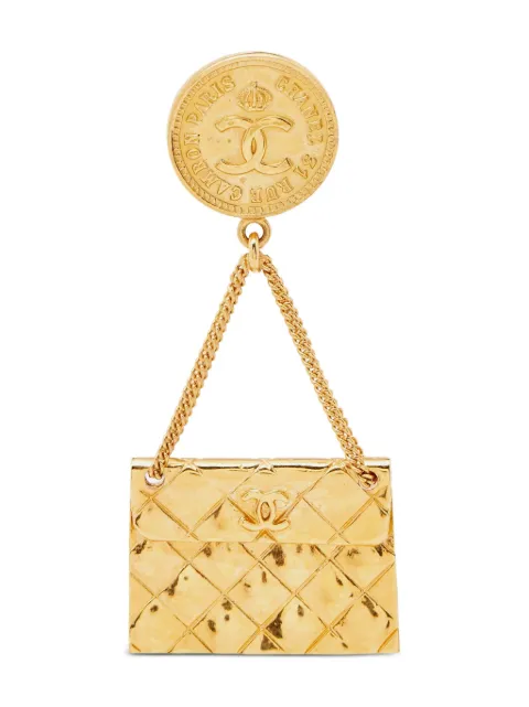 CHANEL Pre-Owned CC medallion handbag brooch Gold 1124926