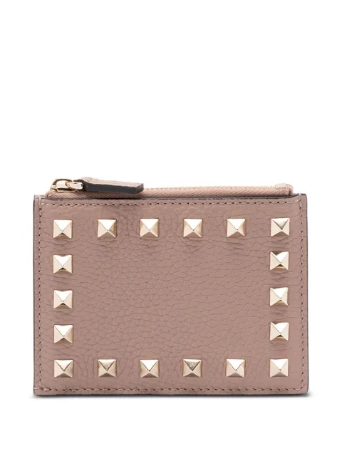 Valentino Garavani Rockstud grainy calfskin cardholder Pink WP0AI8VSH