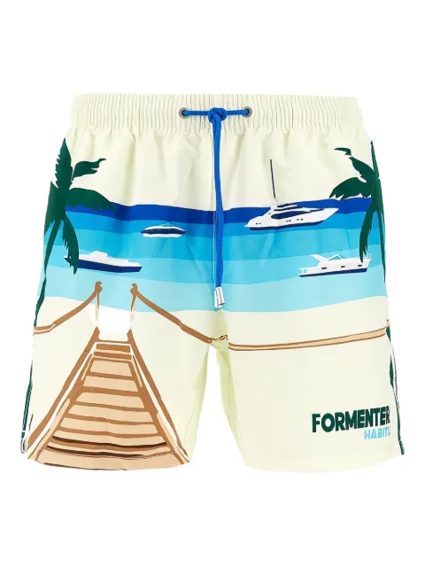 MC2 Saint Barth graphic-print swim shorts Neutrals GUS0009