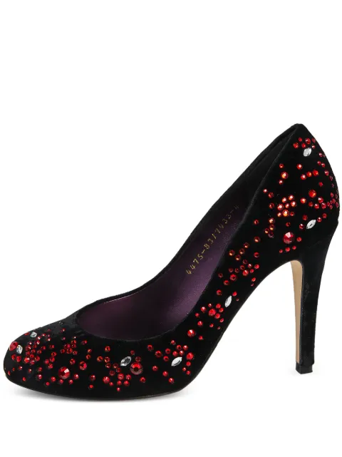 Gina 100mm crystal-embellished velvet pumps Black 501240