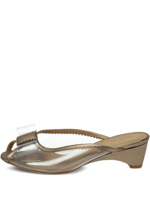 Stuart Weitzman 45mm bow-detail wedge sandals Gold 367172