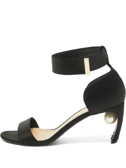 Nicholas Kirkwood pre-owned 75mm satin ankle-strap heels Black 998309