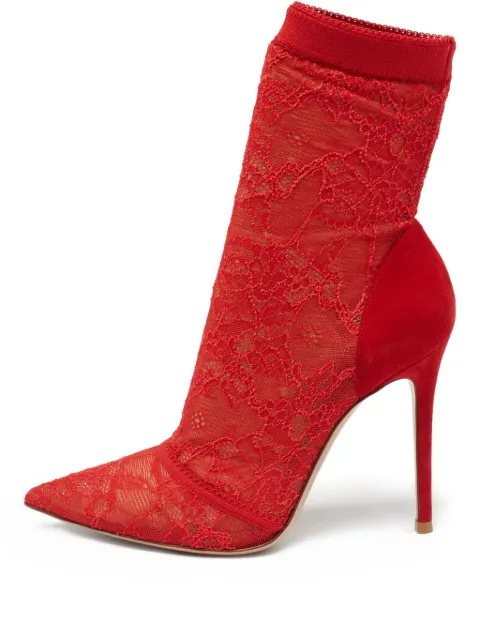 Gianvito Rossi pre-owned 110mm lace-embellished ankle boots Red 630367