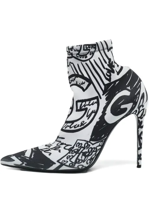 Dolce & Gabbana Pre-Owned 105mm graffiti-print pumps White 1132712