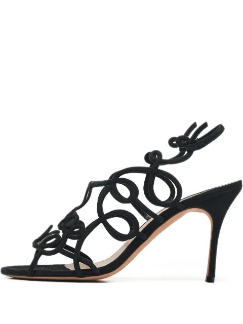Manolo Blahnik sculptural strappy heeled sandals Black 1118415