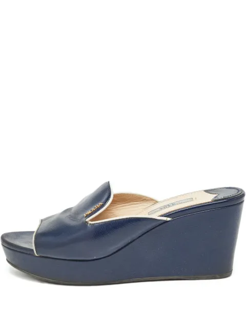 Prada Pre-Owned 85mm leather sandals Blue 996605