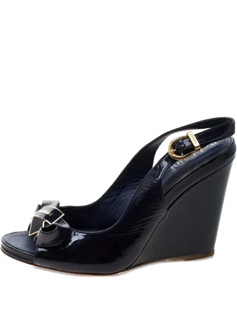 Baldinini 95mm leather wedge sandals Blue 208879