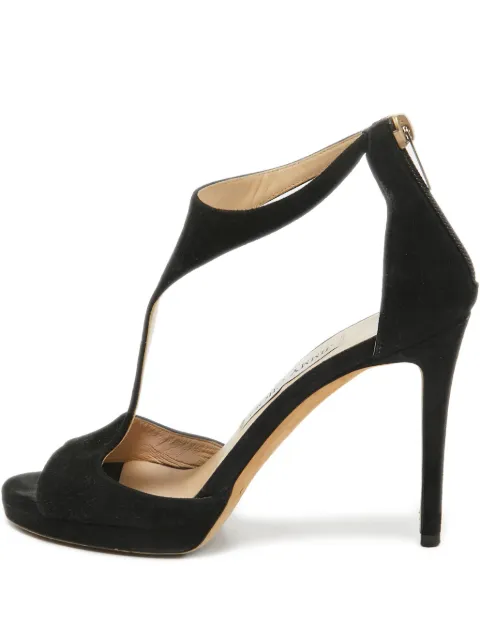 Jimmy Choo Pre-Owned 100mm Lana cut-out sandals Black 987570