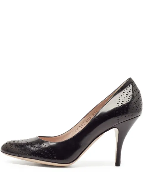 Ferragamo Pre-Owned 90mm perforated patent-leather pumps Black 1129759