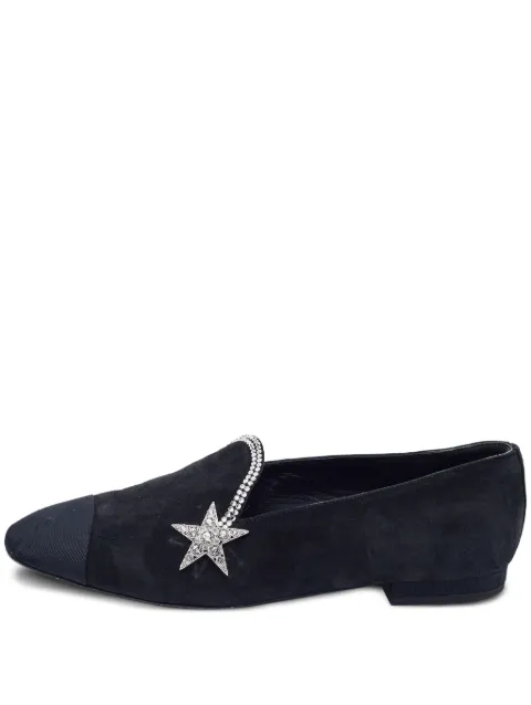 CHANEL Pre-Owned star-motif loafers Black 1119398