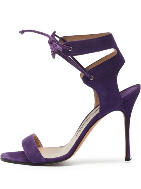 Manolo Blahnik pre-owned 100mm Laramod lace-up sandals Purple 1116274