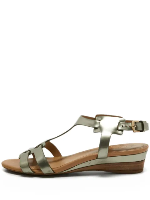 Tod's Vintage 40mm metallic leather T-strap sandals Silver 936637